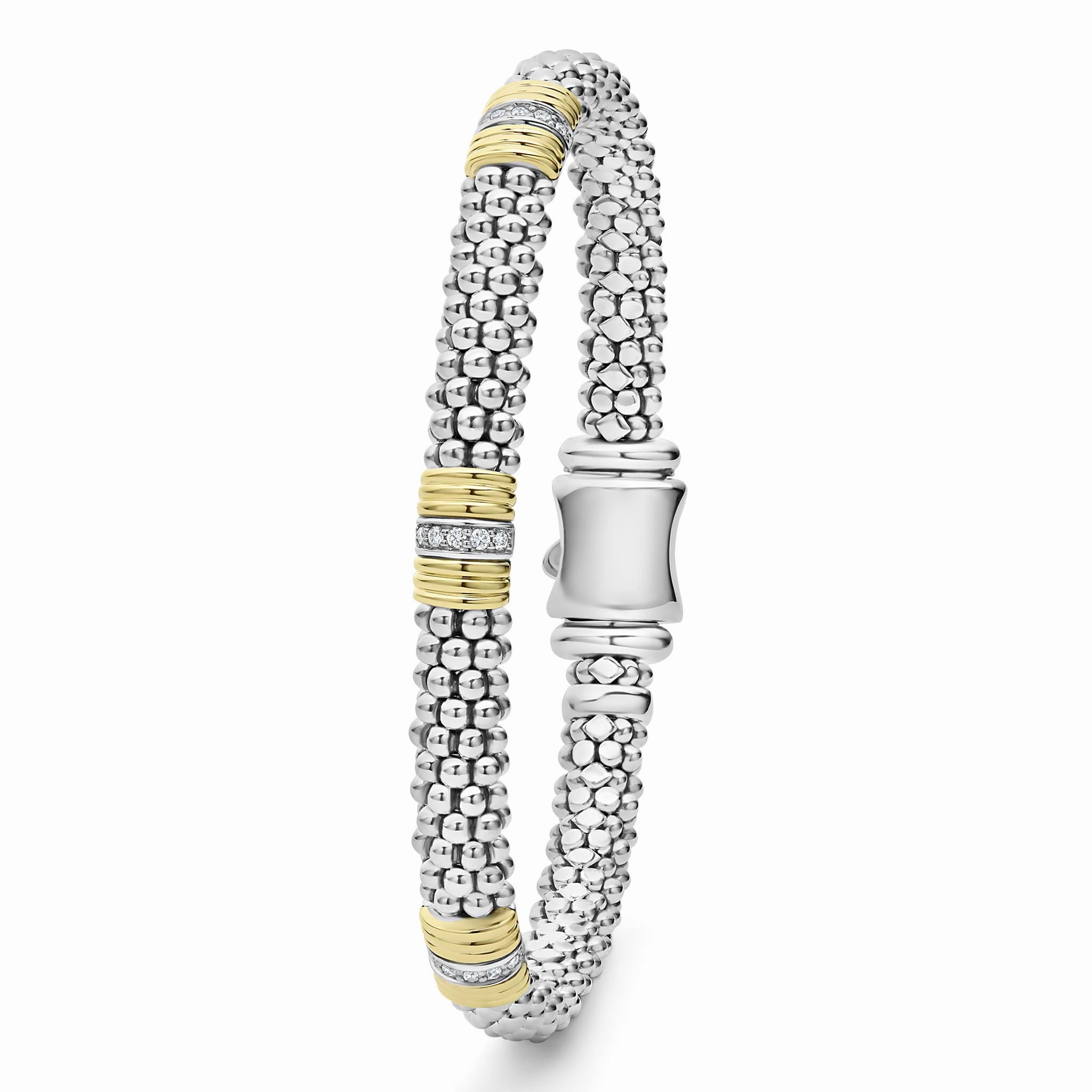 Signature Caviar Triple Diamond Station Caviar Bracelet | 6mm