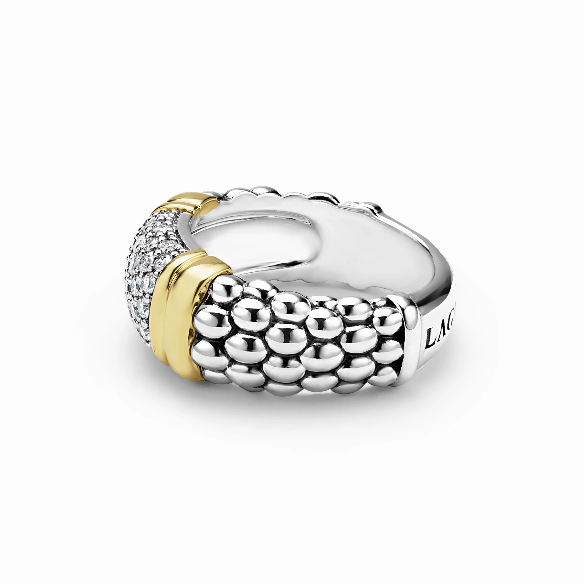 Signature Caviar Two-Tone Caviar Diamond Ring | 9mm