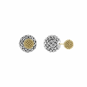 Signature Caviar Two-Tone Caviar Front-Back Earrings