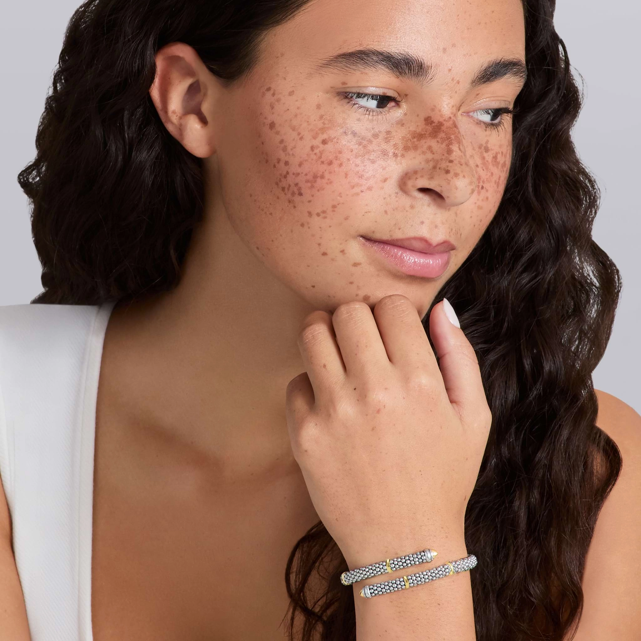 Signature Caviar Two-Tone Caviar Versa Bypass Bracelet