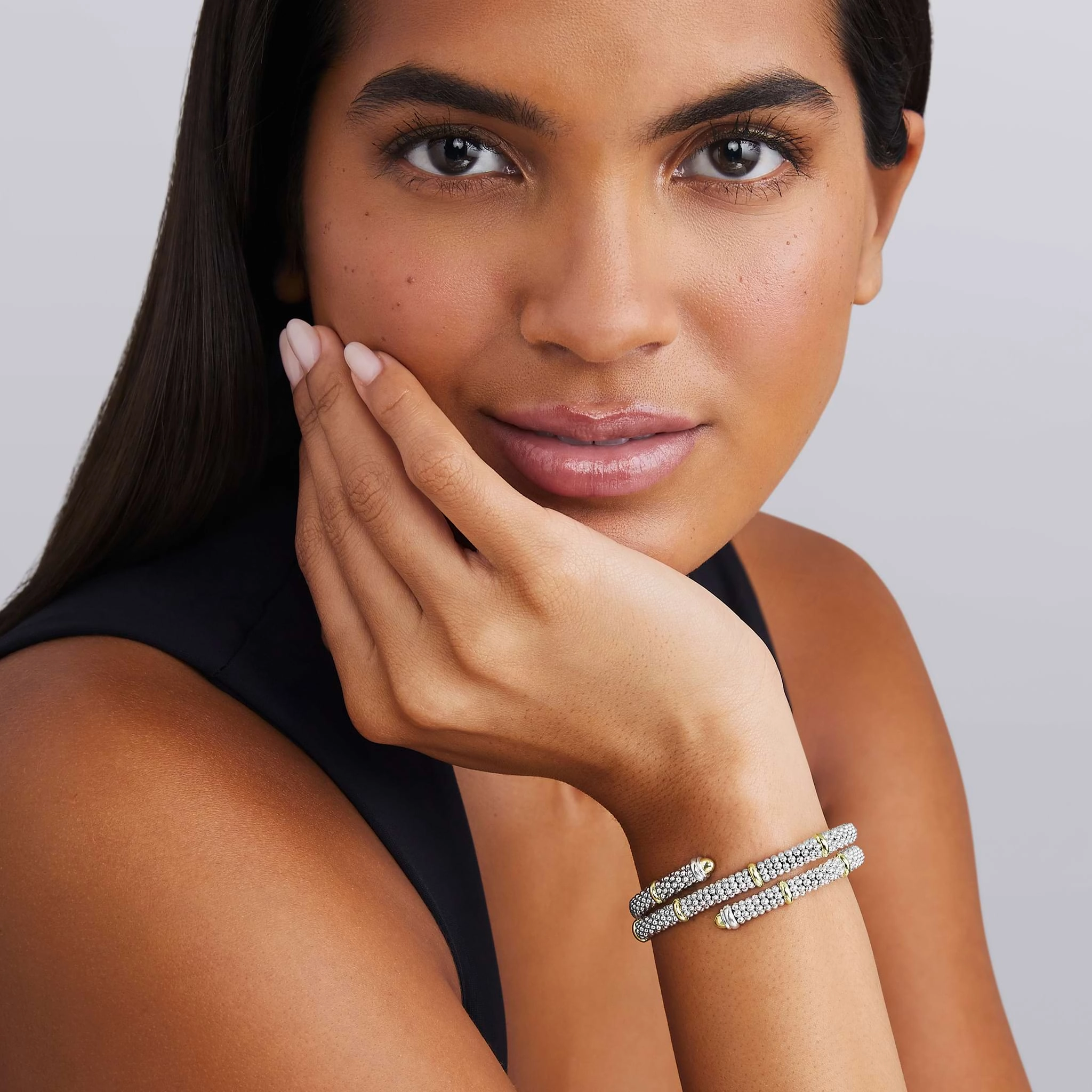 Signature Caviar Two-Tone Caviar Versa Wrap Bracelet