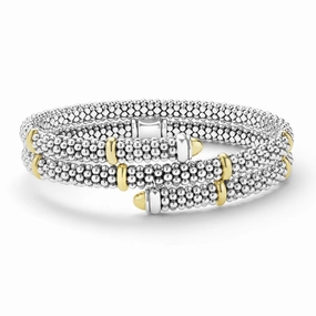 Signature Caviar Two-Tone Caviar Versa Wrap Bracelet
