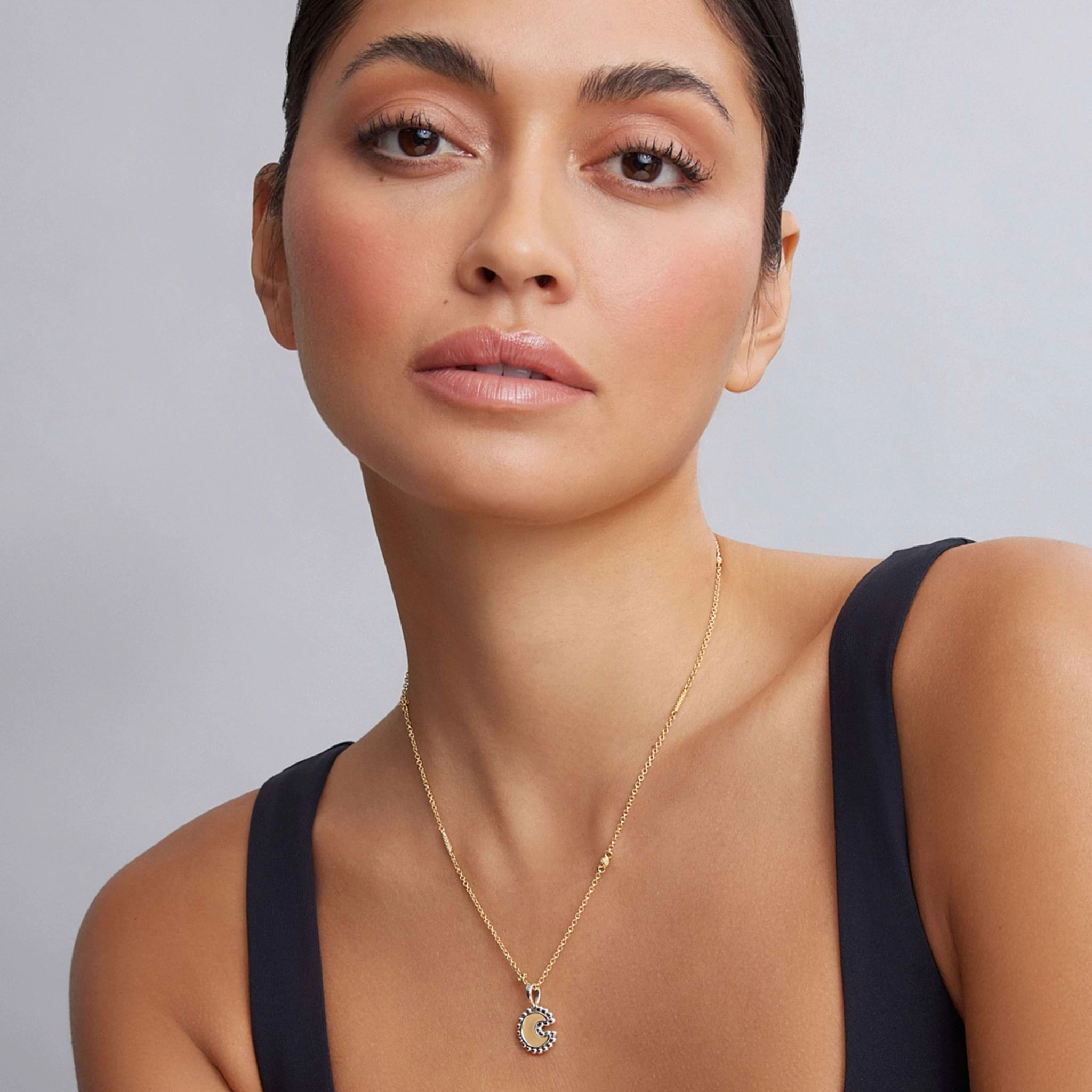 Signature Caviar Two-Tone Crescent Charm
