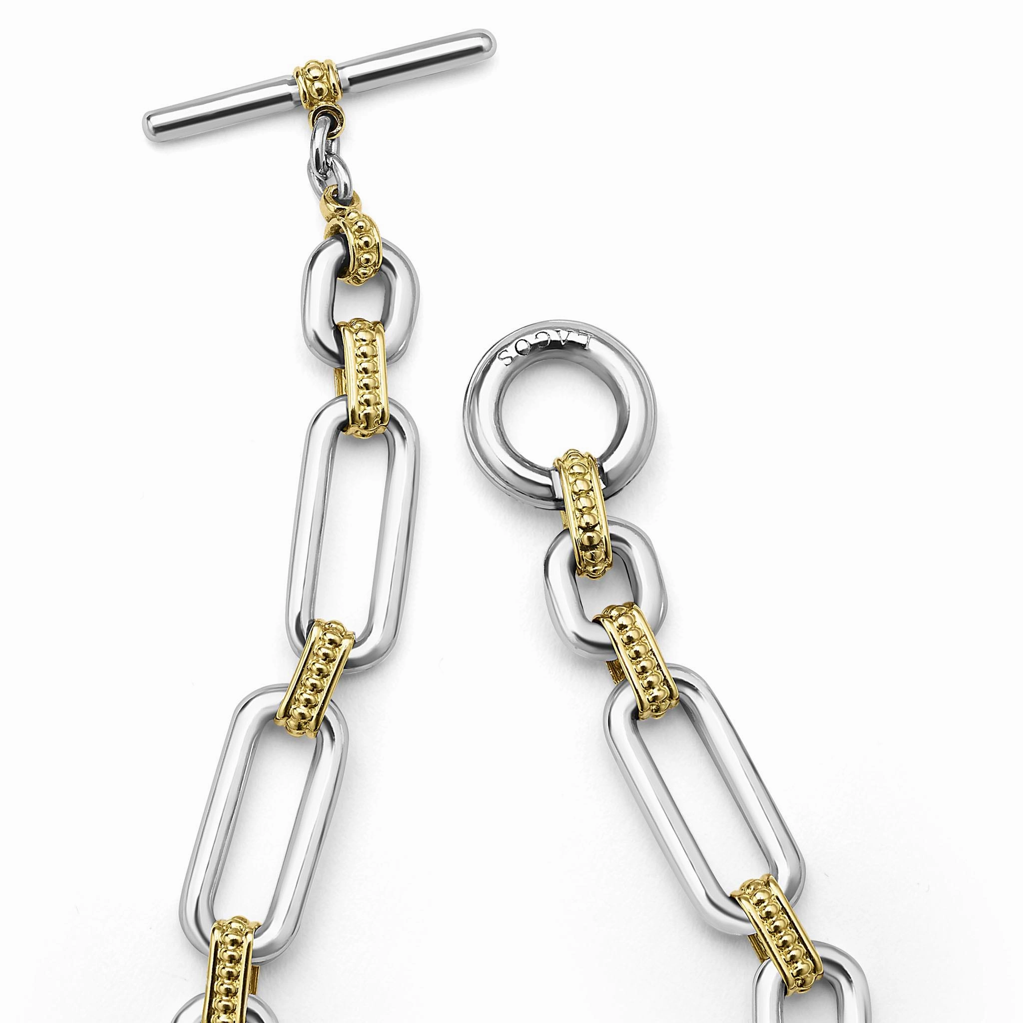 Signature Caviar Two-Tone Diamond Link Bracelet