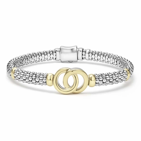 Signature Caviar Two-Tone Interlocking Caviar Bracelet | 6mm