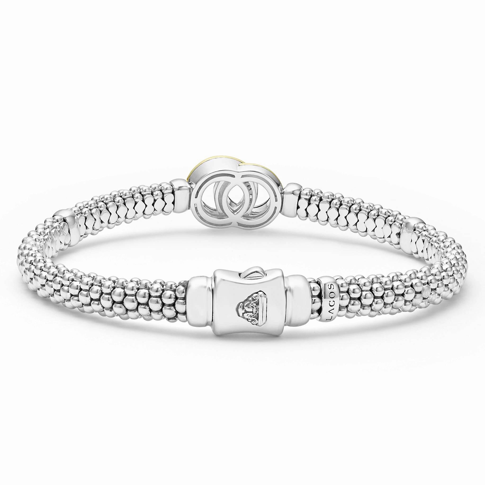 Signature Caviar Two-Tone Interlocking Diamond Caviar Bracelet | 6mm