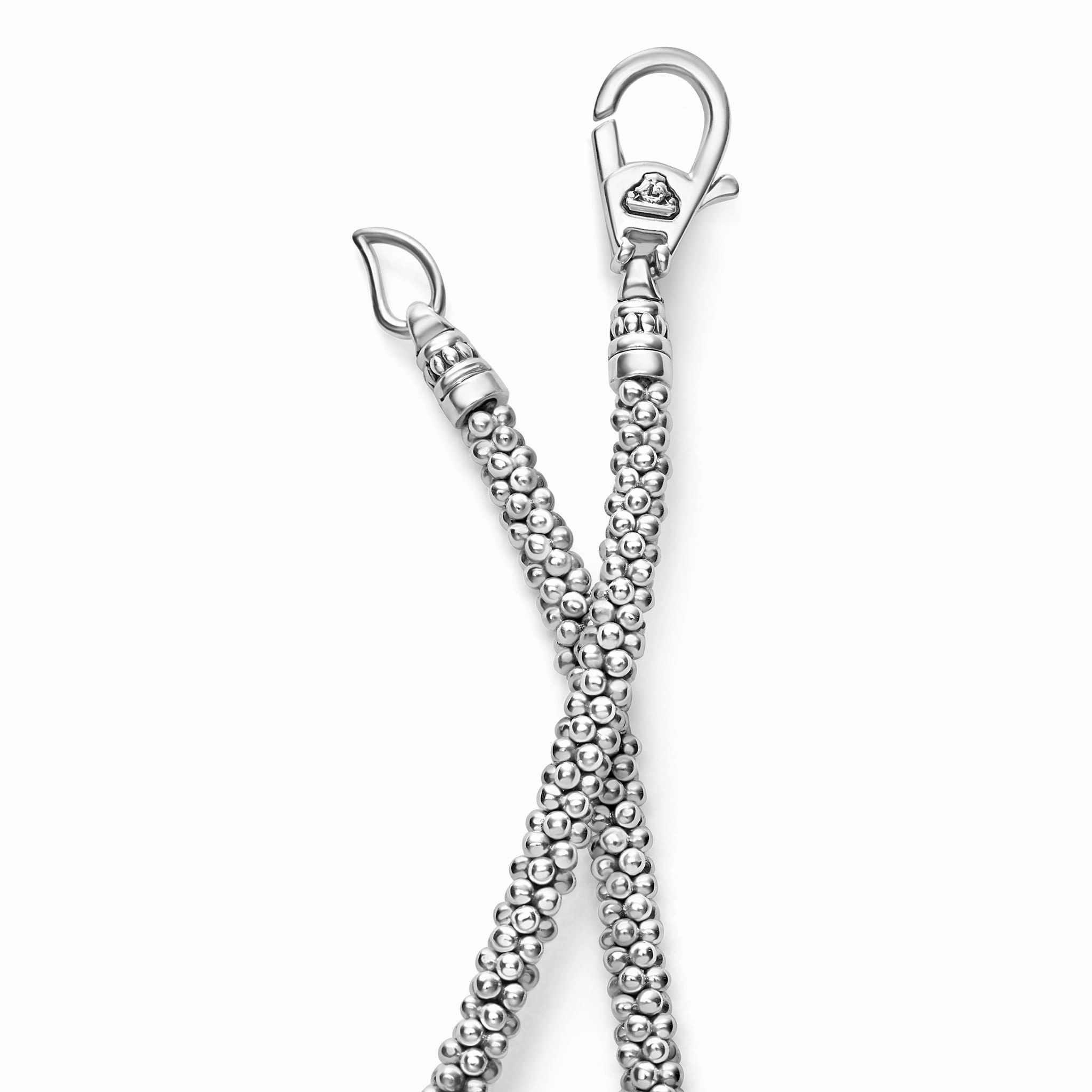Signature Caviar Two-Tone Interlocking Diamond Pendant Necklace