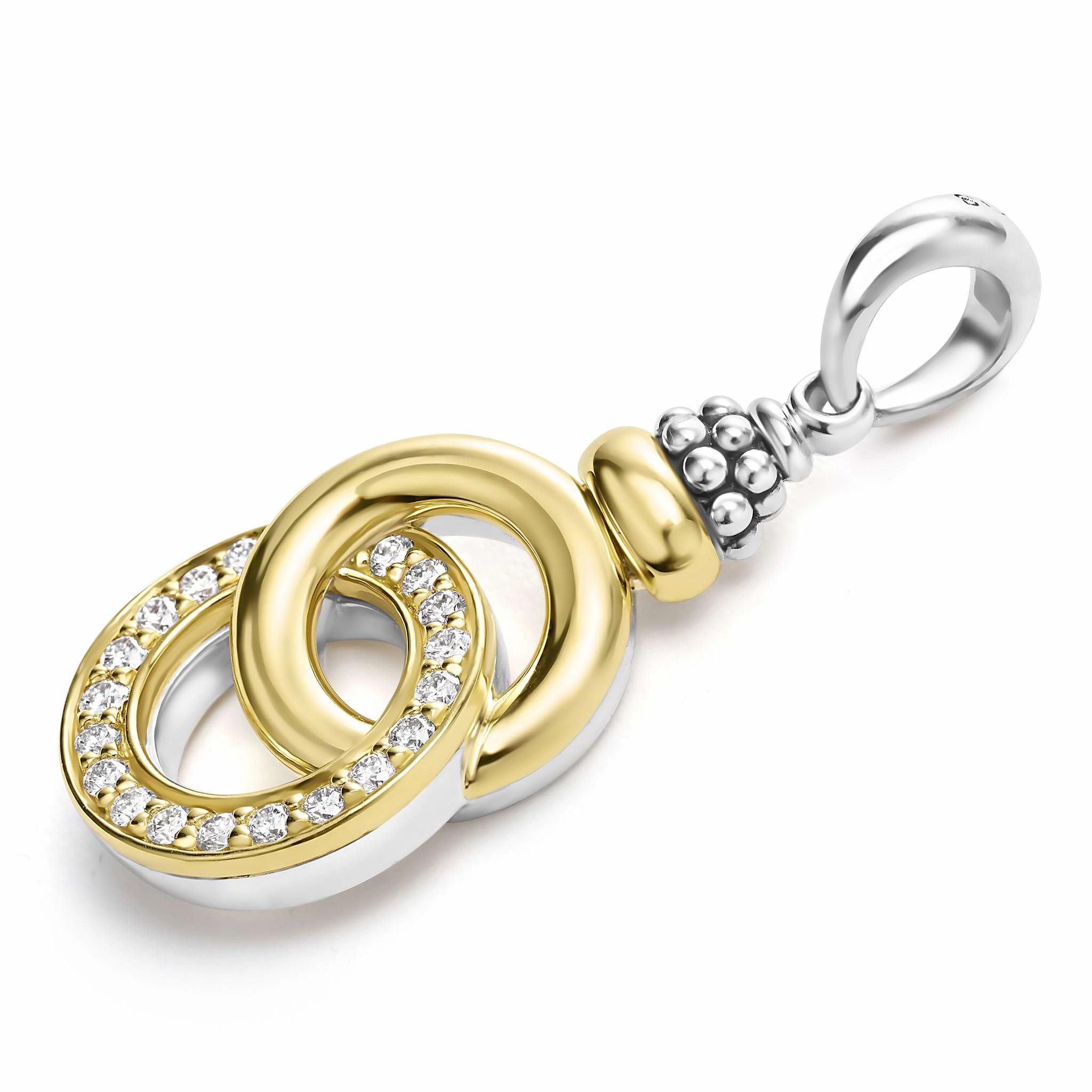 Signature Caviar Two-Tone Interlocking Diamond Pendant