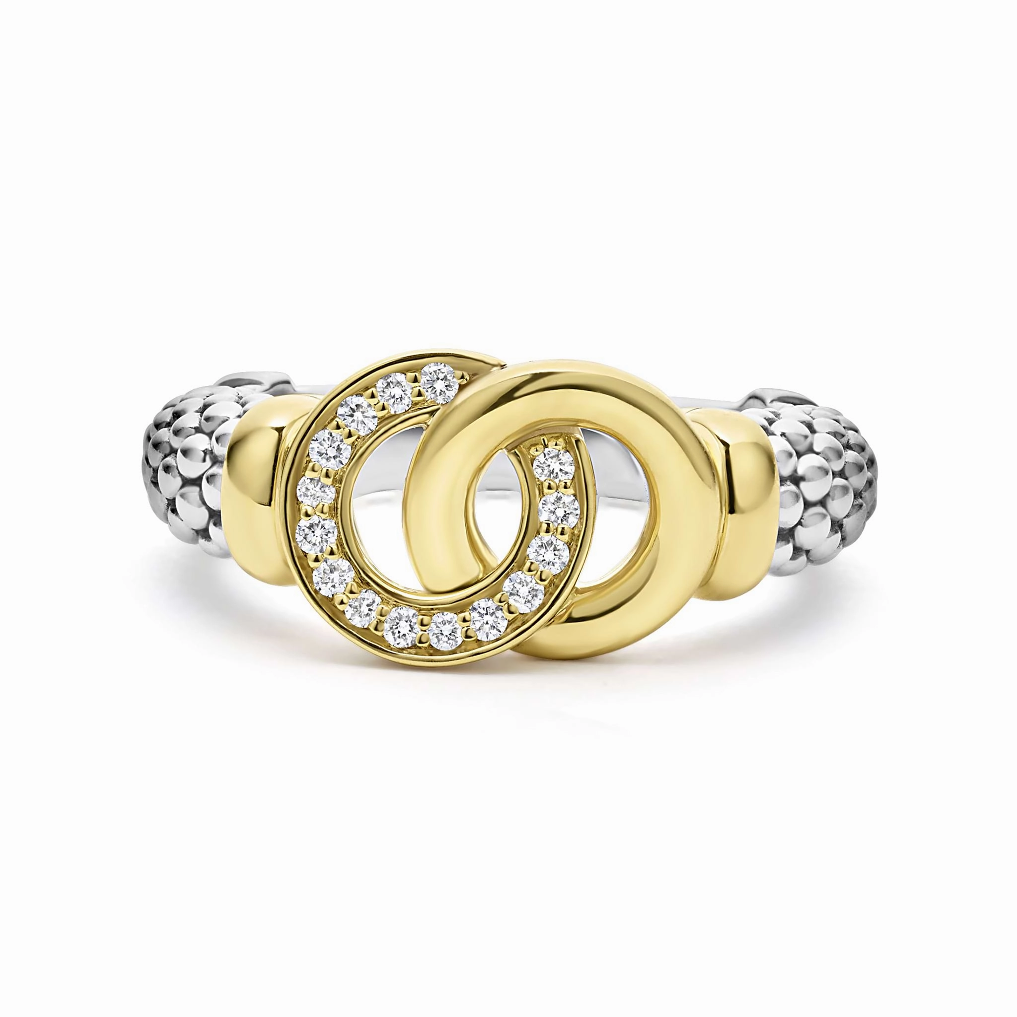 Signature Caviar Two-Tone Interlocking Diamond Ring