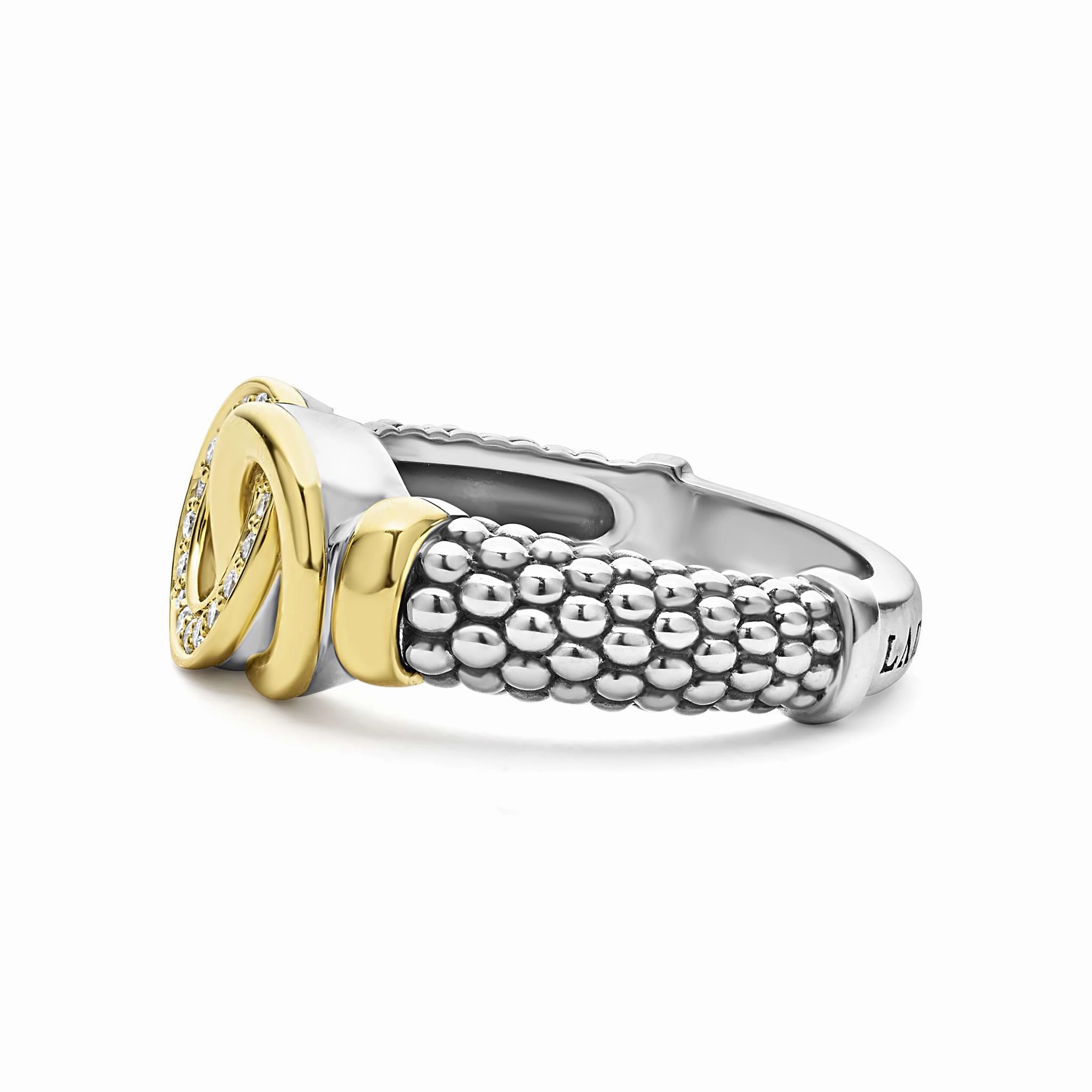 Signature Caviar Two-Tone Interlocking Diamond Ring