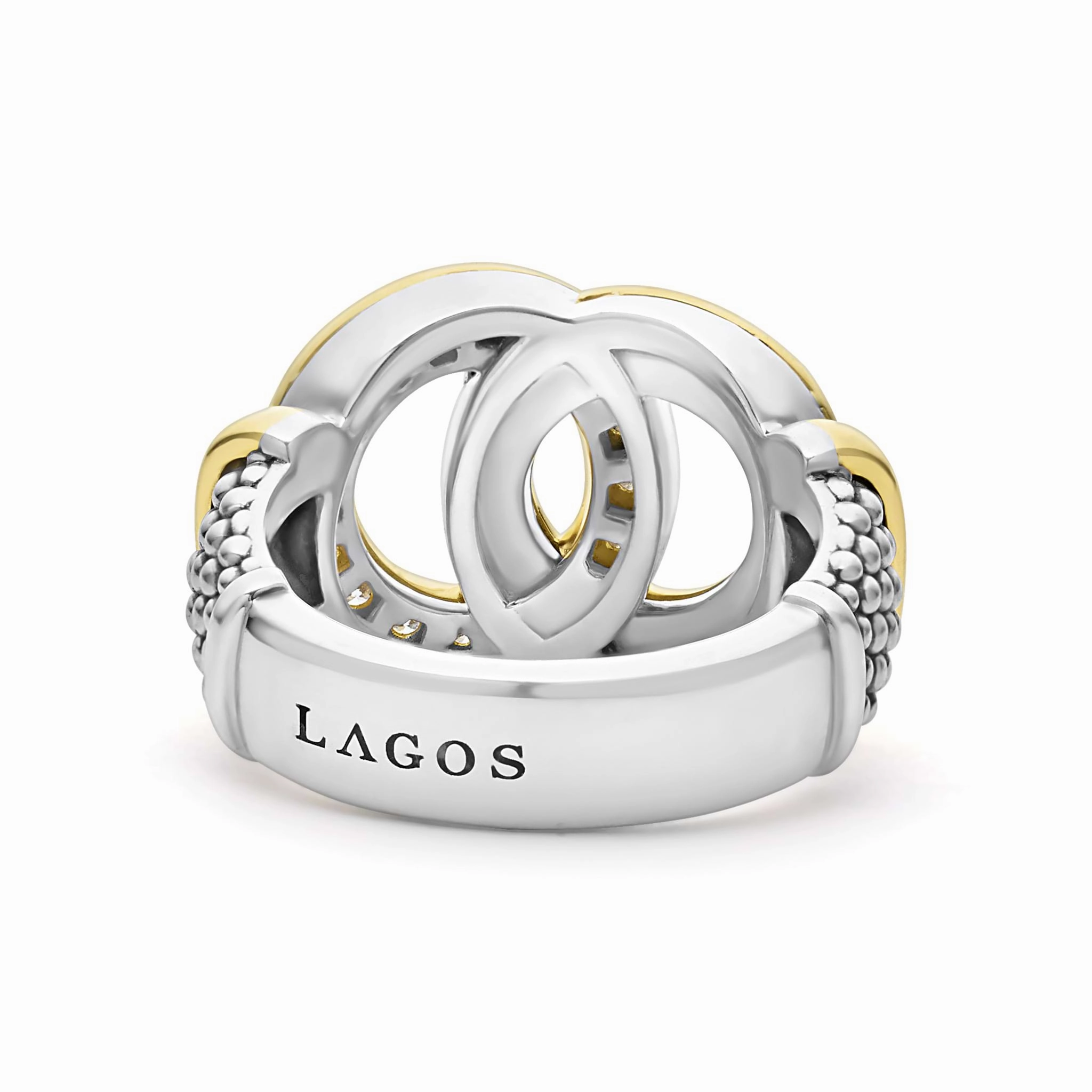 Signature Caviar Two-Tone Interlocking Diamond Statement Ring