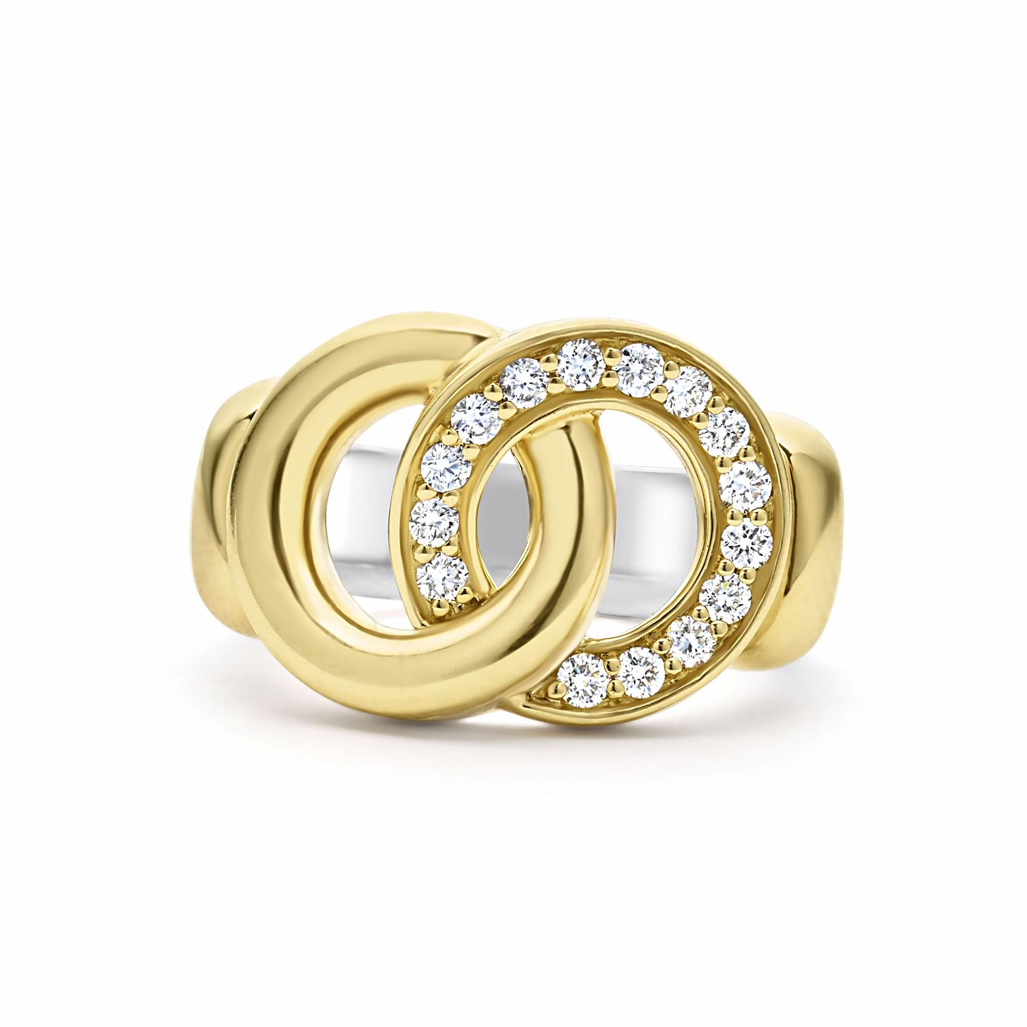 Signature Caviar Two-Tone Interlocking Diamond Statement Ring