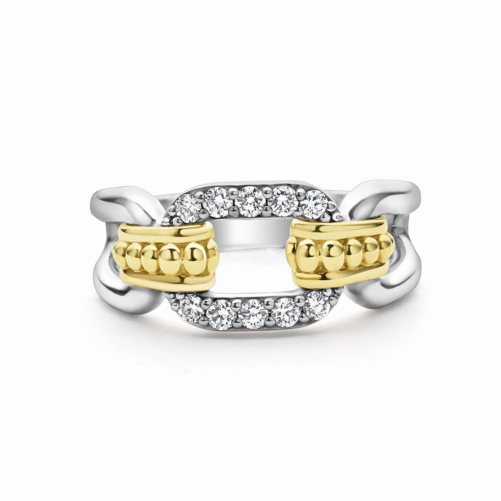 Signature Caviar Two-Tone Link Diamond Ring