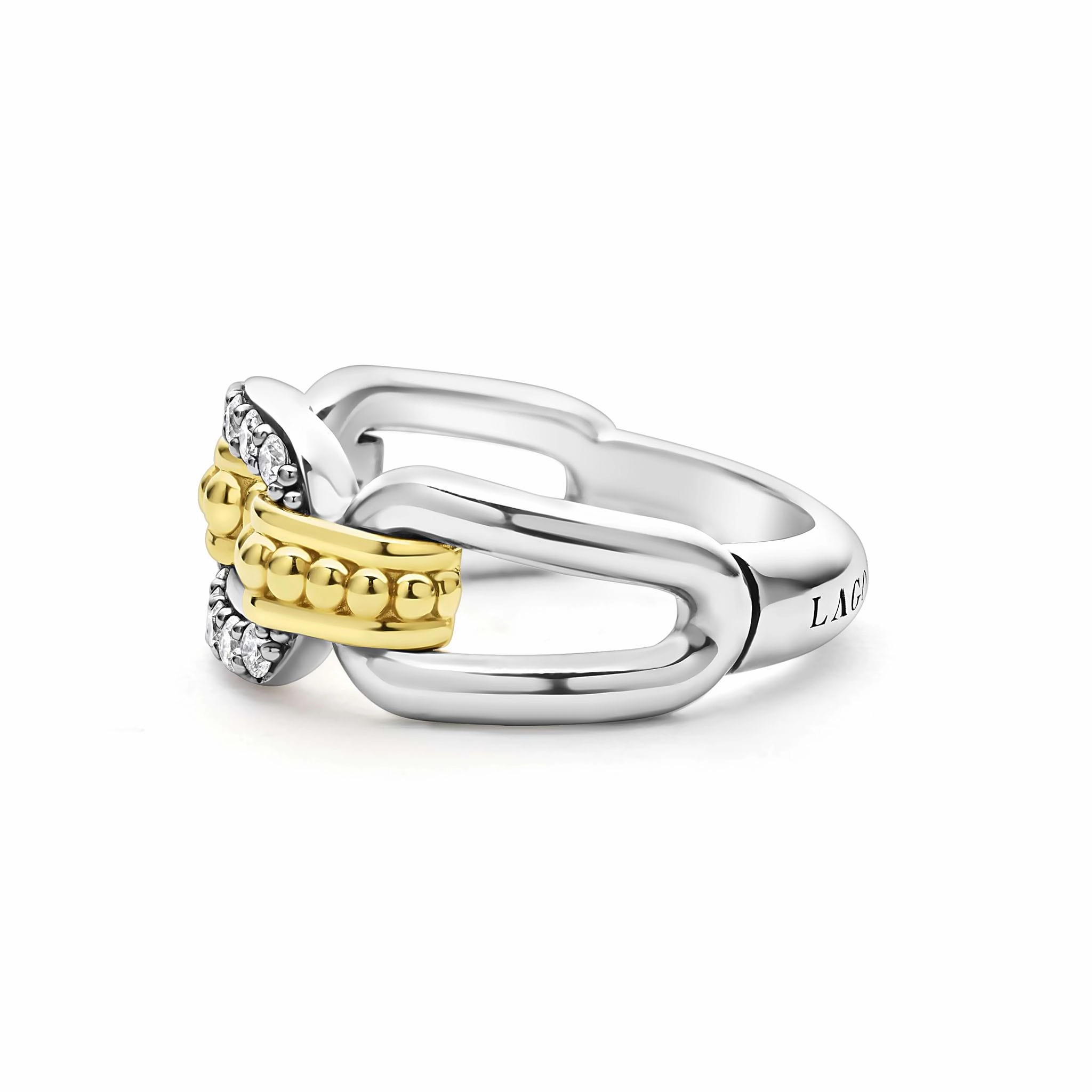 Signature Caviar Two-Tone Link Diamond Ring