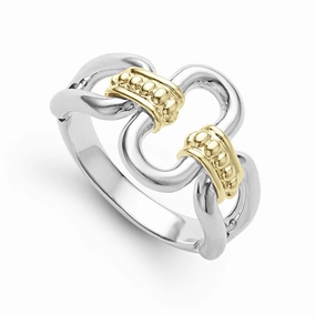 Signature Caviar Two-Tone Link Ring