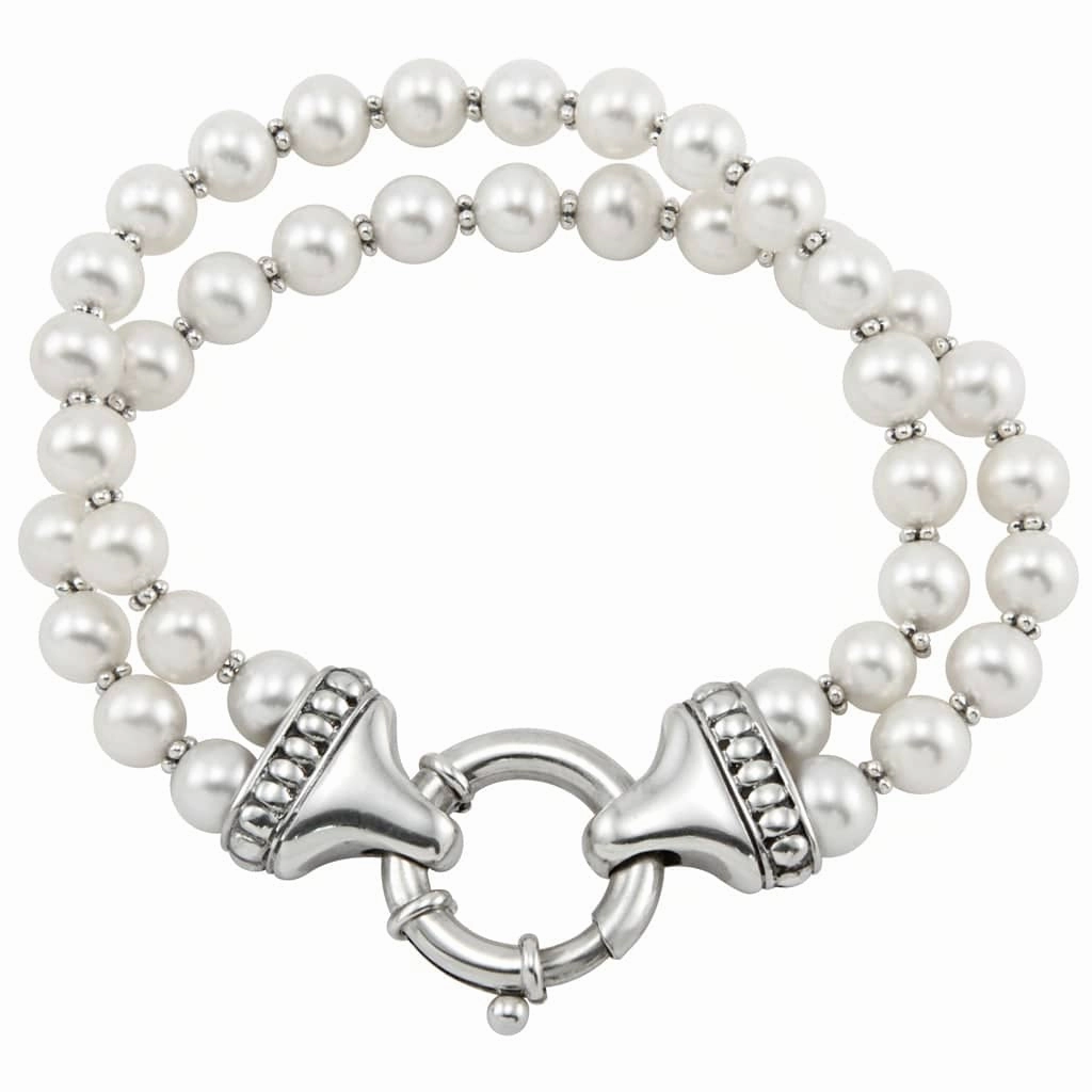 Signature Caviar Two-Tone Pearl Bracelet Gift Set