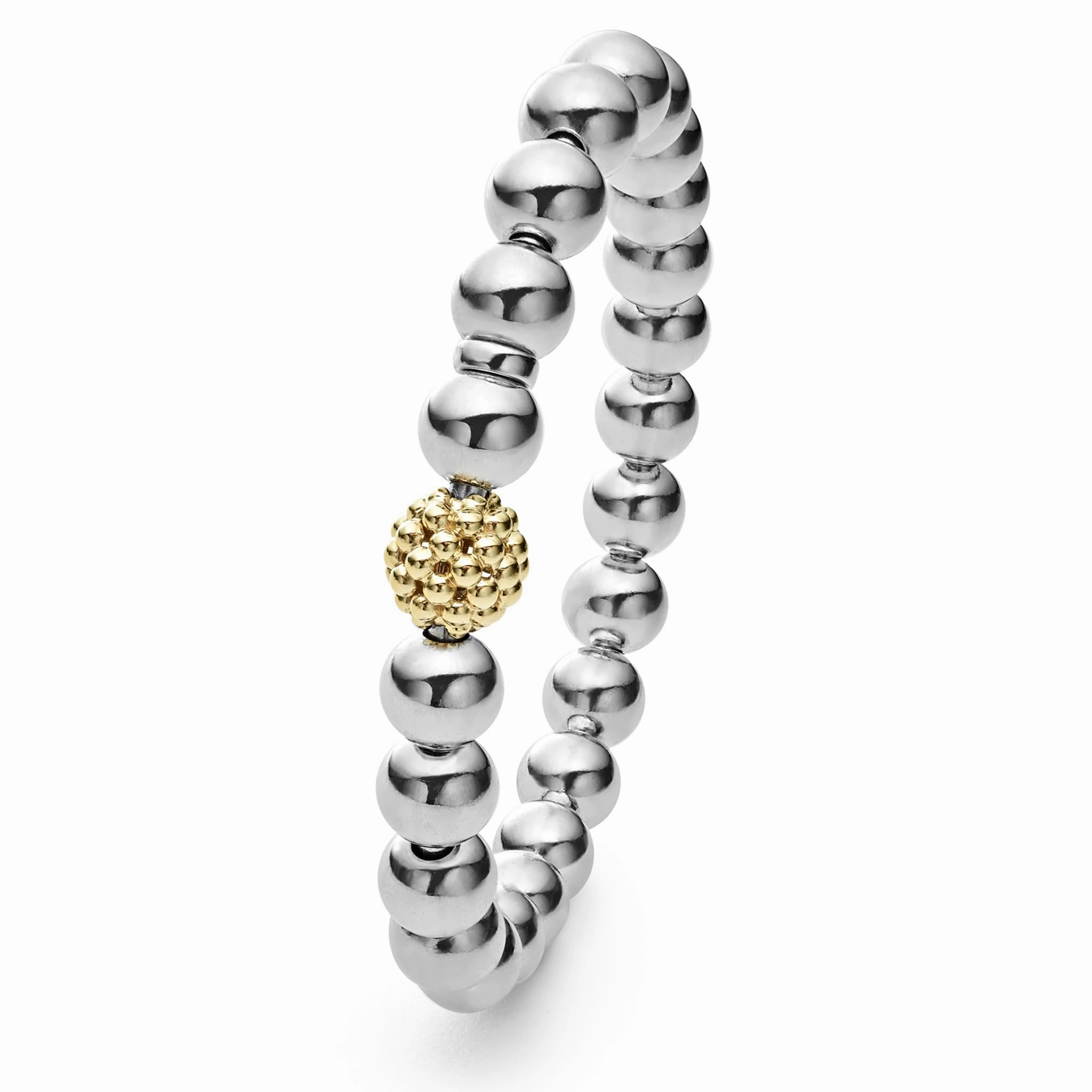 Signature Caviar Two-Tone Stretch Bead Bracelet