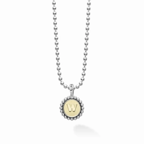 Signature Caviar W Initial Charm Necklace