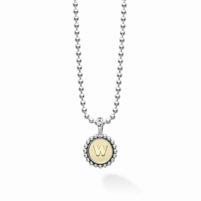 Signature Caviar W Initial Charm Necklace