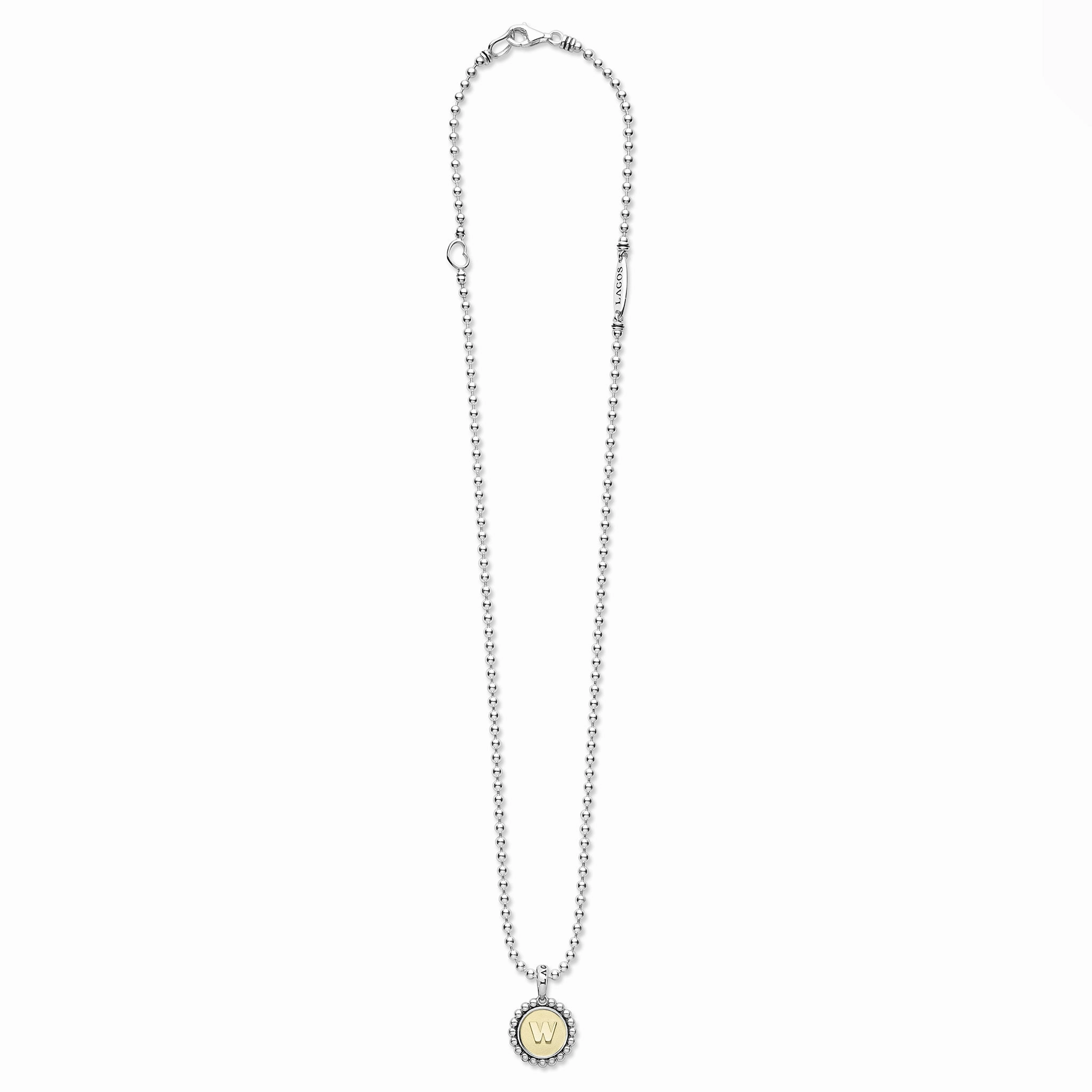 Signature Caviar W Initial Charm Necklace
