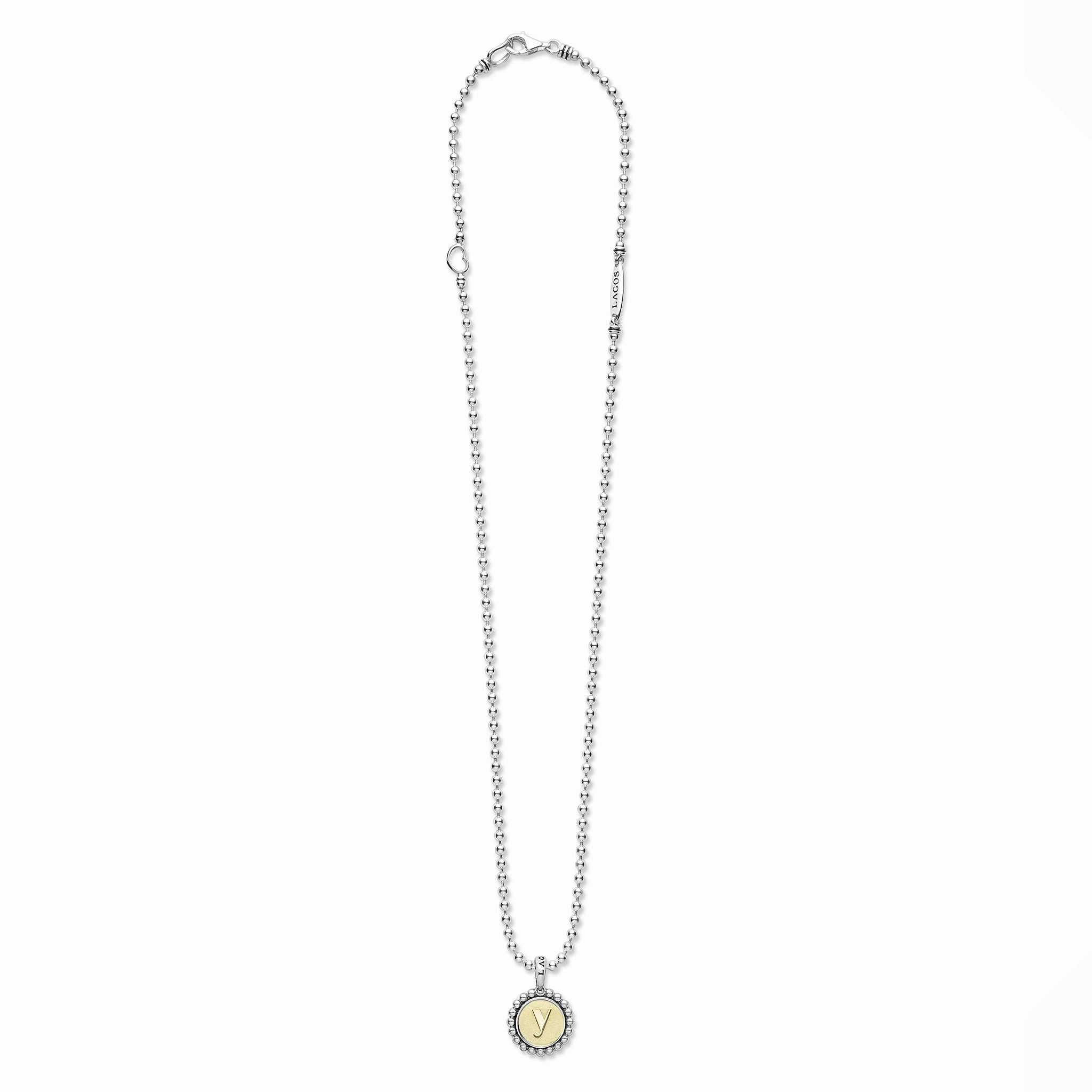 Signature Caviar Y Initial Charm Necklace