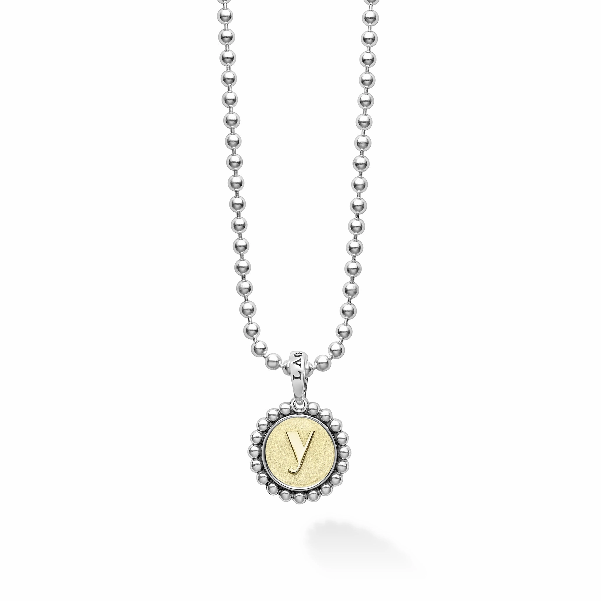 Signature Caviar Y Initial Charm Necklace