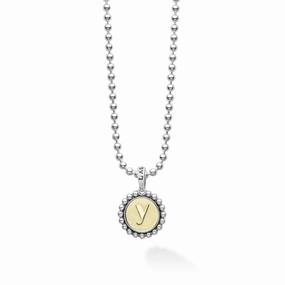 Signature Caviar Y Initial Charm Necklace