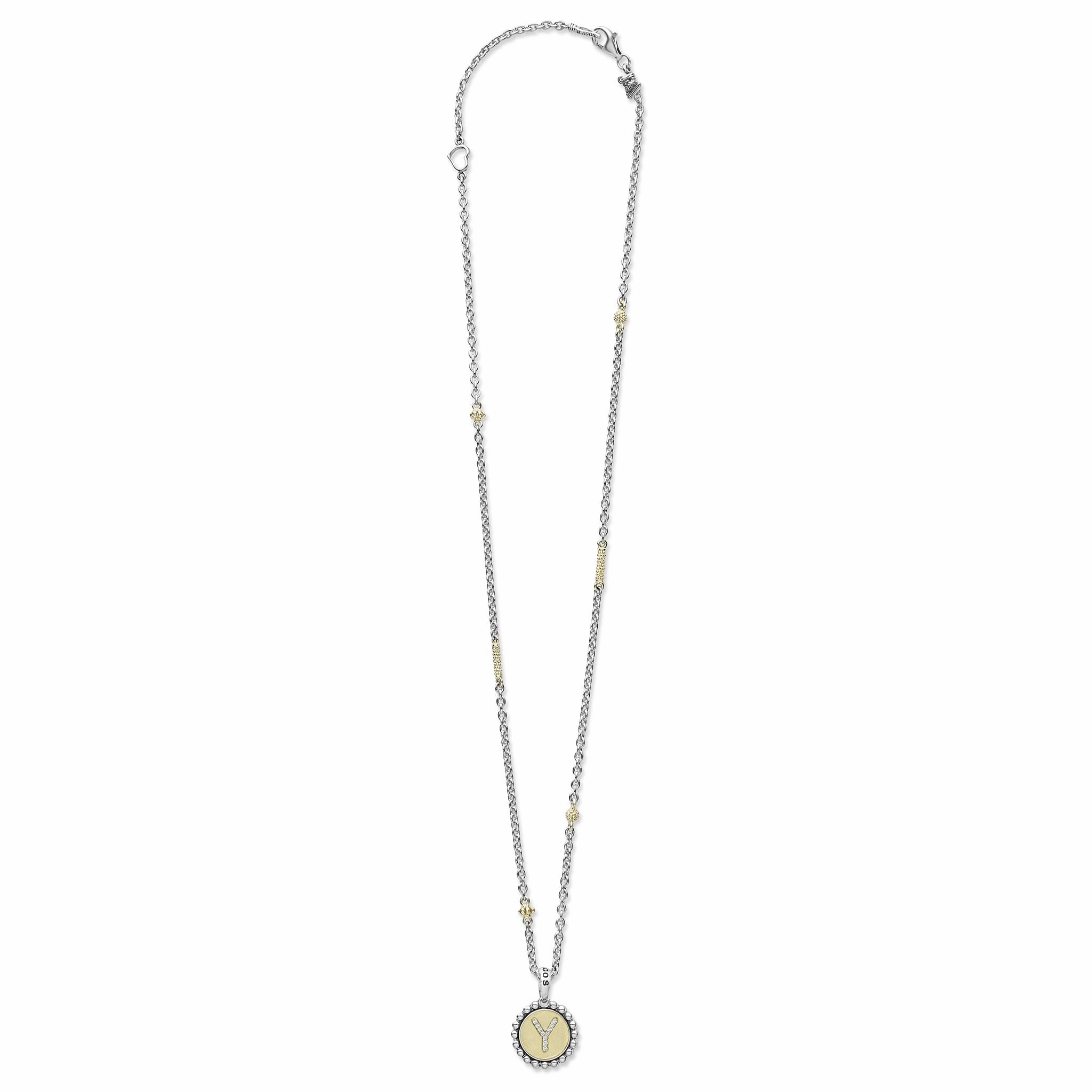 Signature Caviar Y Initial Diamond Charm Necklace