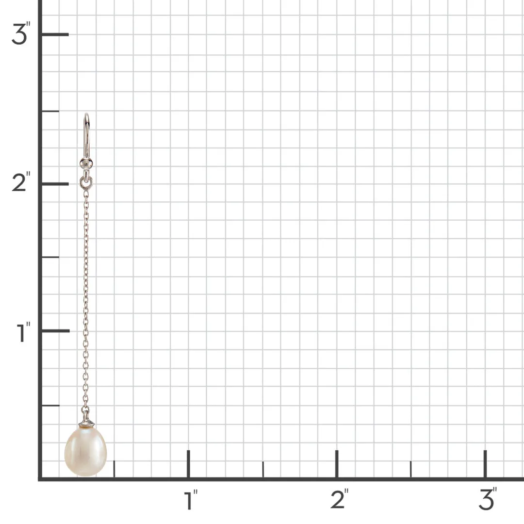 Silver Chain & Pearl Drop Earrings