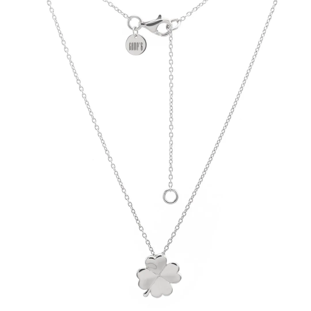 Silver Four-Leaf Clover Pendant Necklace