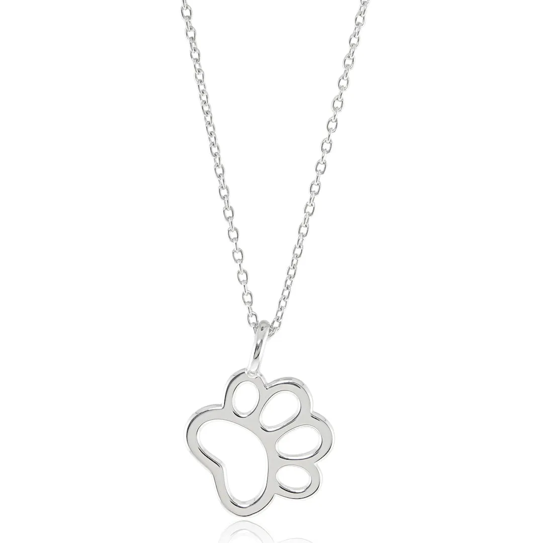 Silver Paw Print Pendant Necklace