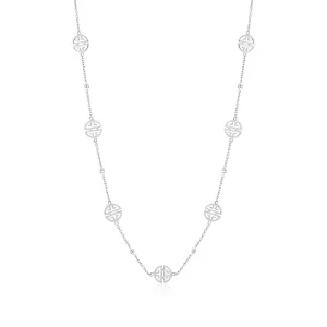 Silver Shou & White Sapphire Station Necklace