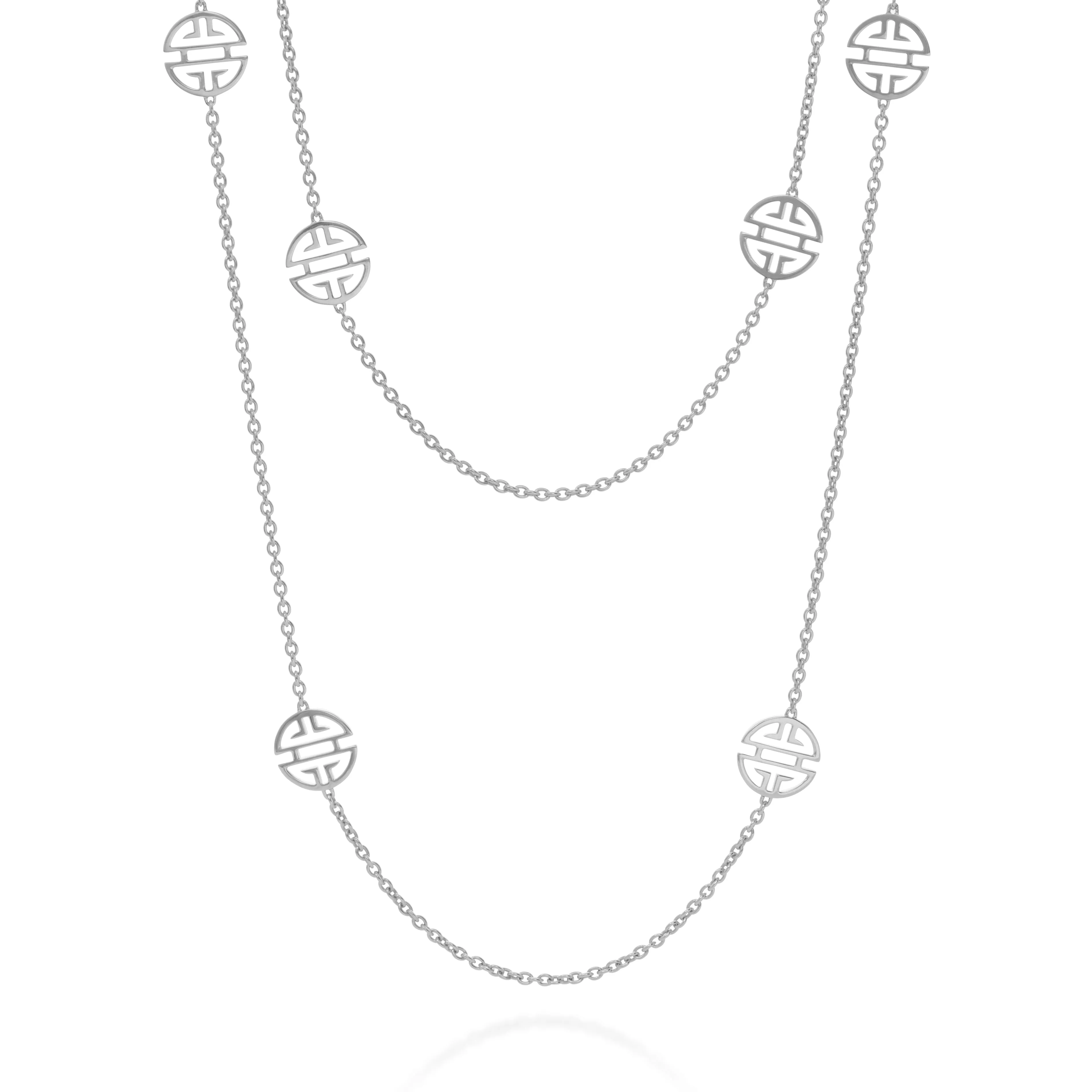 Silver Six-Station Shou Necklace