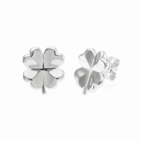 Silver Four-Leaf Clover Earrings
