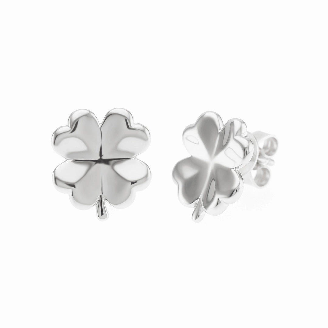 Silver Four-Leaf Clover Earrings