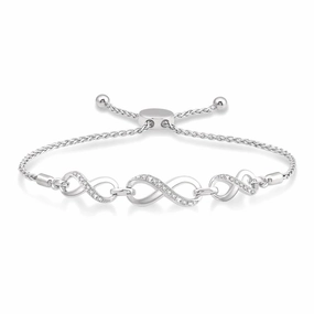 Silver Infinity Shape Diamond Lariat Bracelet