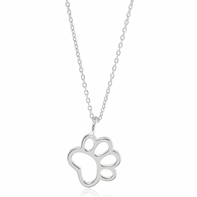 Silver Paw Print Pendant Necklace