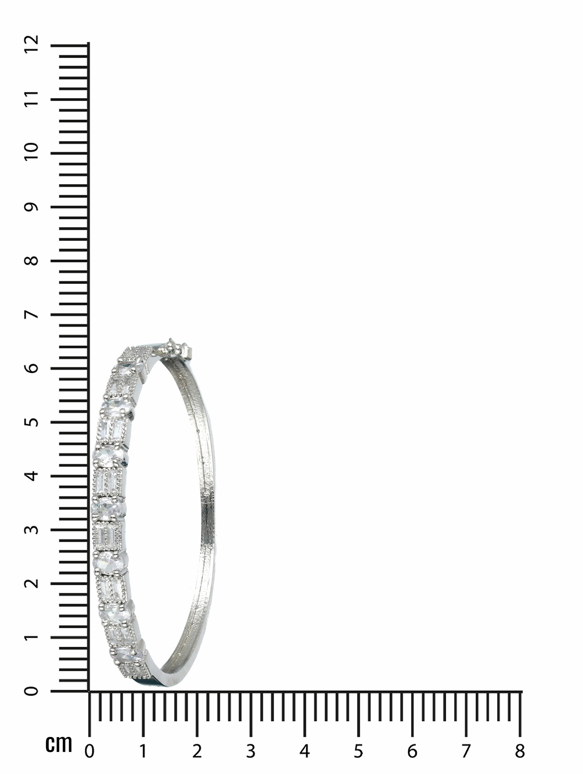 Silver-Plated & White American Diamond Handcrafted Bangle Style Bracelet