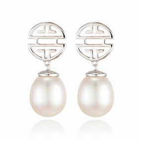 Silver Shou & Pearl Drop Earrings