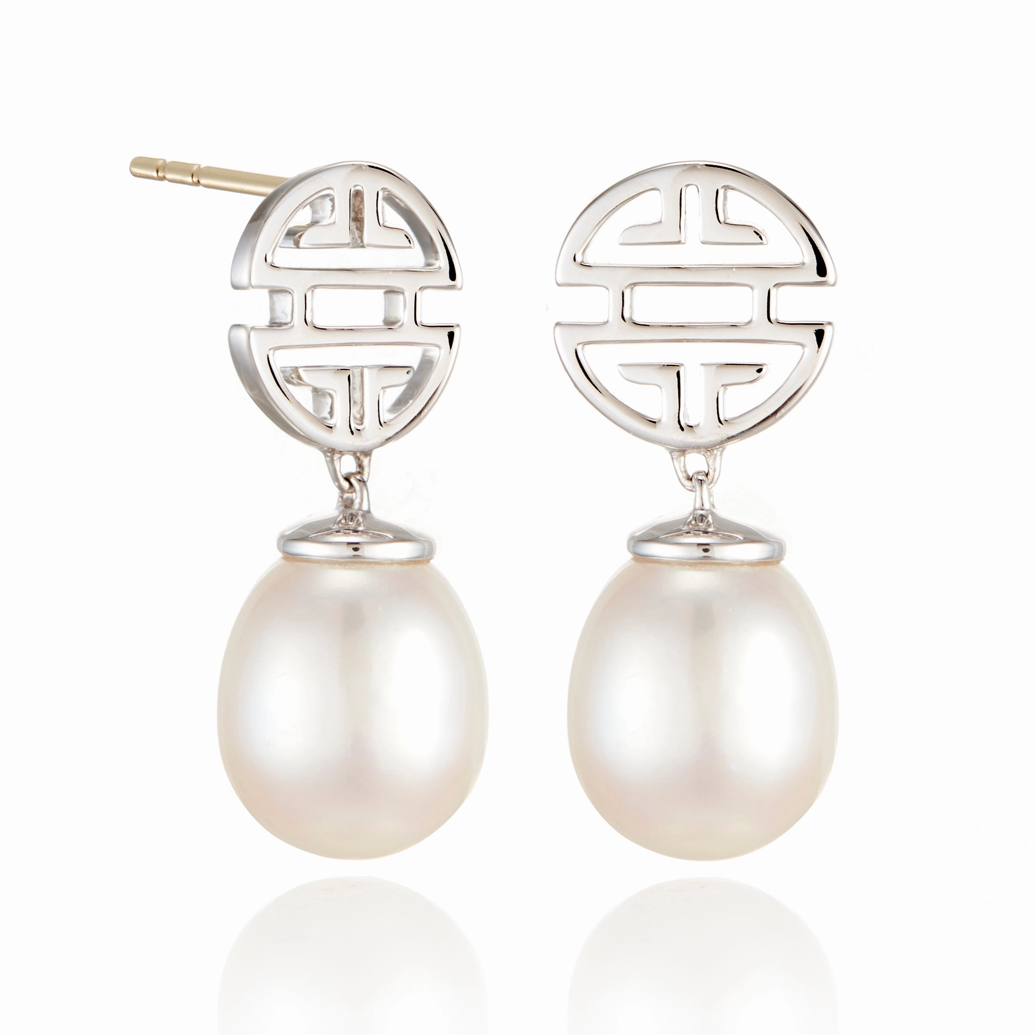 Silver Shou & Pearl Drop Earrings