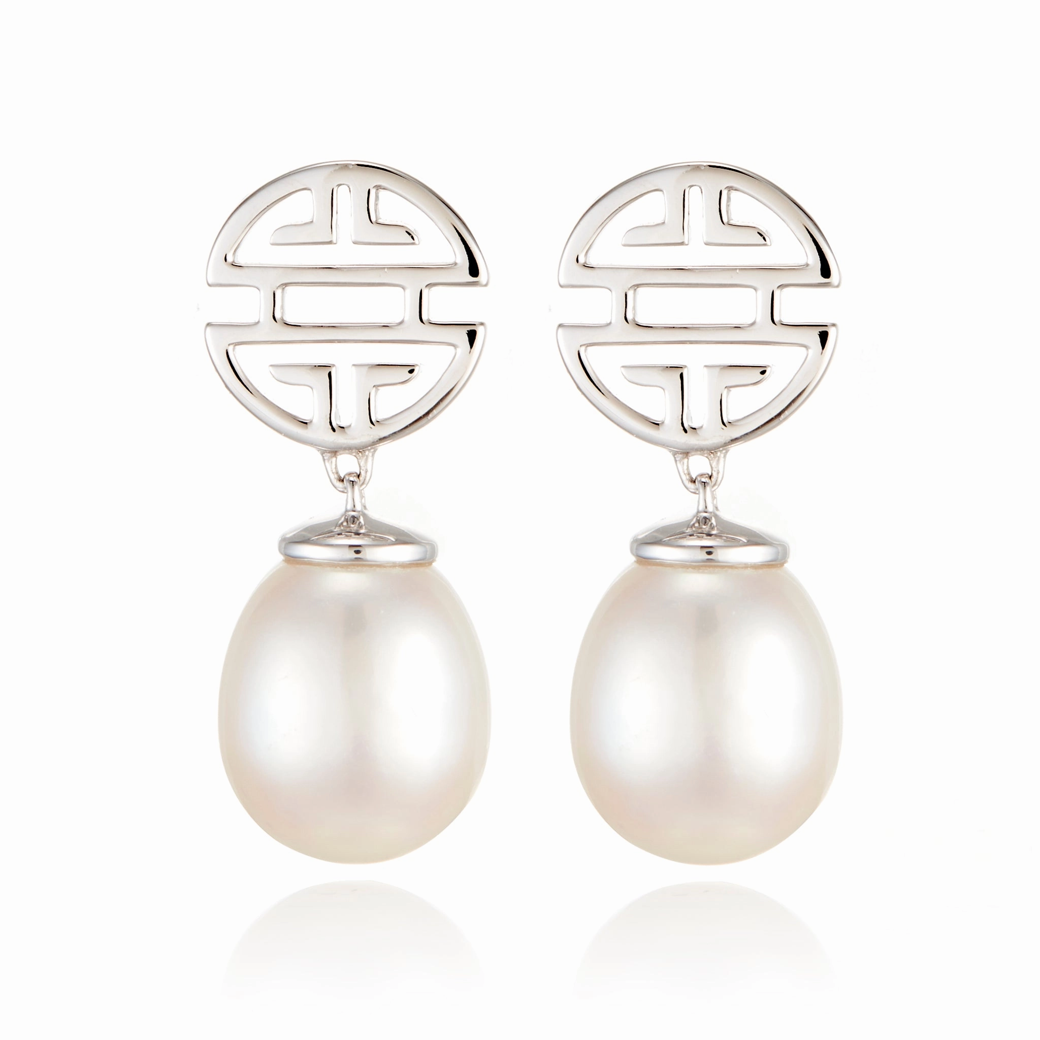 Silver Shou & Pearl Drop Earrings