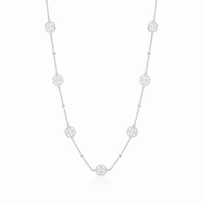 Silver Shou & White Sapphire Station Necklace