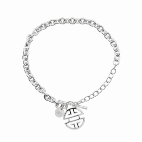 Silver Shou & White Sapphire Toggle Bracelet