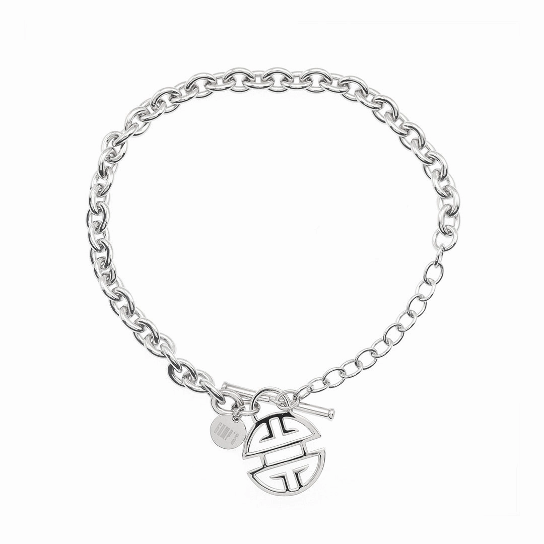 Silver Shou & White Sapphire Toggle Bracelet