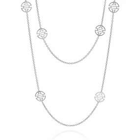 Silver Six-Station Shou Necklace