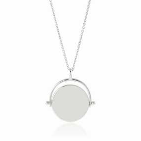 Silver Swivel Round Pendant Necklace