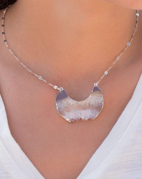 Slab Amethyst Necklace ~ Sterling Silver 925  or Gold Filled MN052