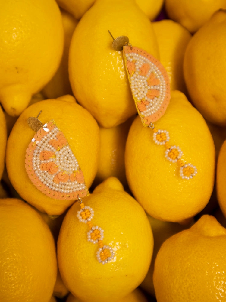Slice Dangle Earrings - Orange