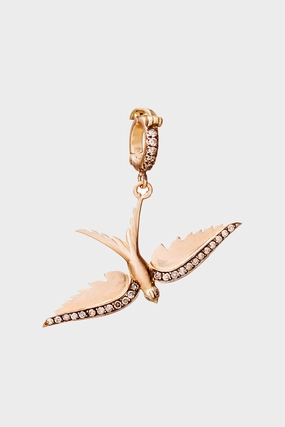Small Bird Pendant, Brown Diamonds