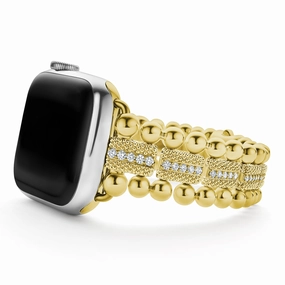 Smart Caviar 18K Gold and Diamond Caviar Beaded Watch Bracelet-38-45mm